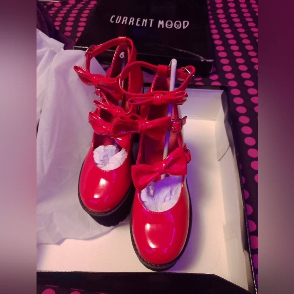 Seeing Red Platform Mary Janes